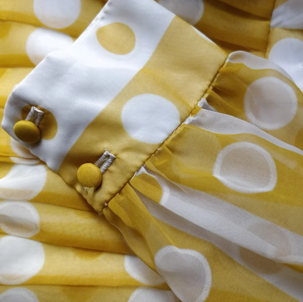 Coco California Vintage 70s Yellow Polka Dot Maxi Dress - Picture 7 of 7